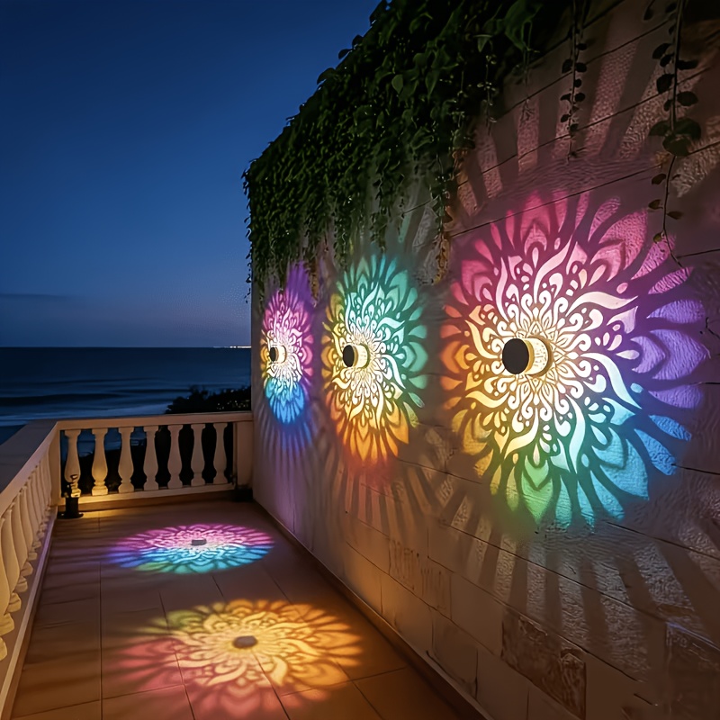Outdoor Lighting Waterproof - 1/2/4팩 태양광 울타리 조명, 만다라 패턴