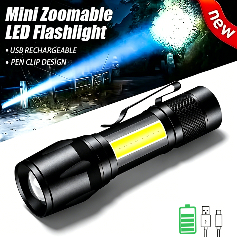 Outdoor Lighting Black - 미니 LED 손전등 COB+XPE 휴대용 토치