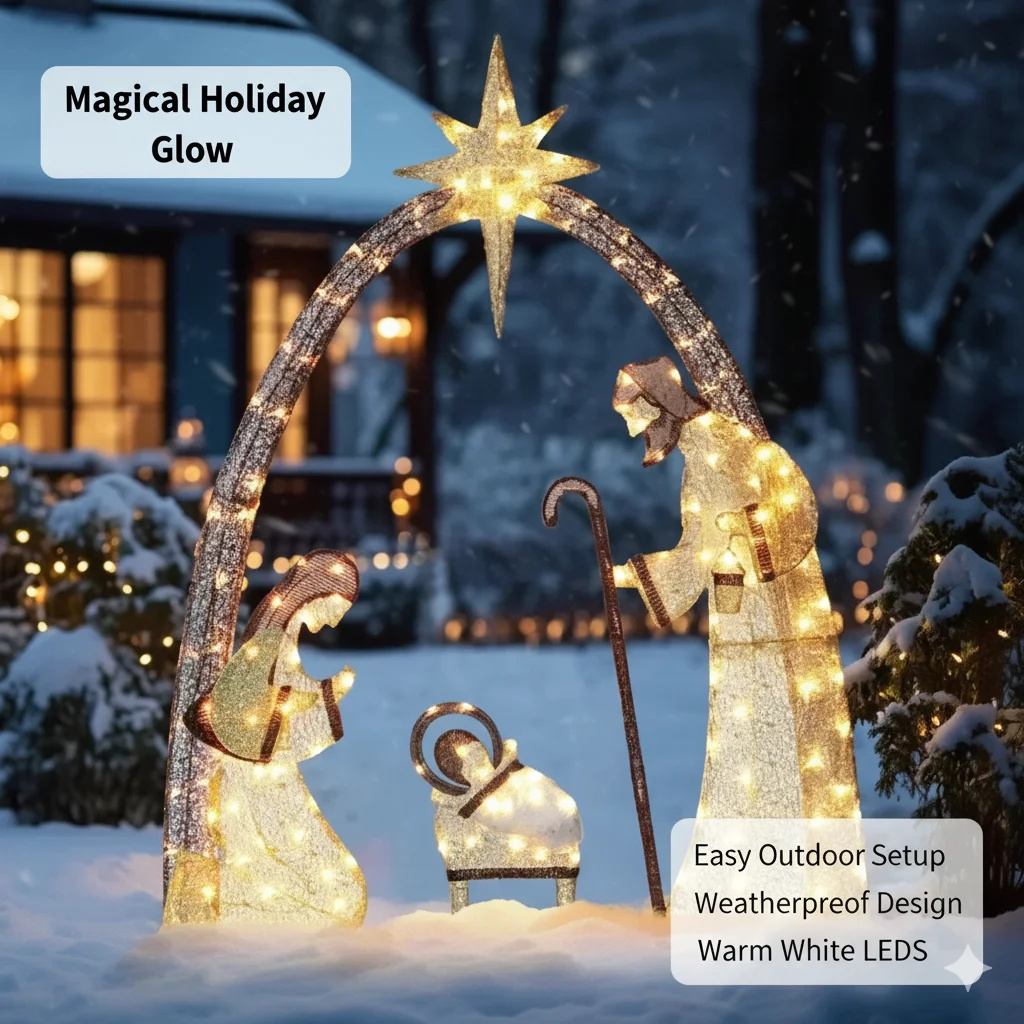 Outdoor Lighting Effects - 5.5피트 크리스마스 예수 탄생 장면 야외